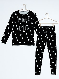 Pyjama long en velours noir fille adolescente tz906 1 lpr1